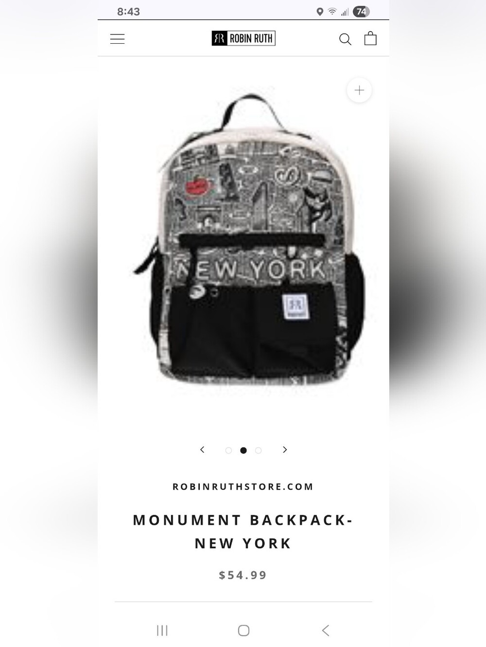 Robin Ruth Cream & Light Gray New York Map Backpack - Picture 2 of 8